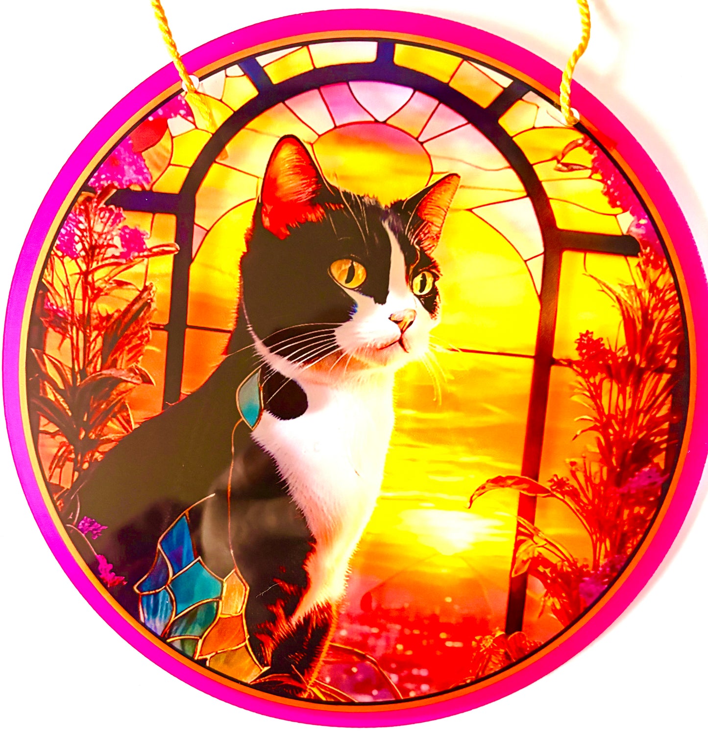 Cat suncatcher - black/ white- window sunrise