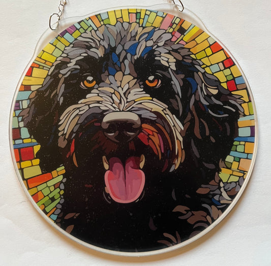 Dog Suncatcher - labradoodle (black)