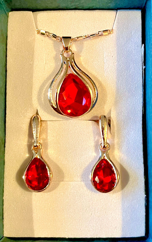 Jewellery 2pc set - (red)