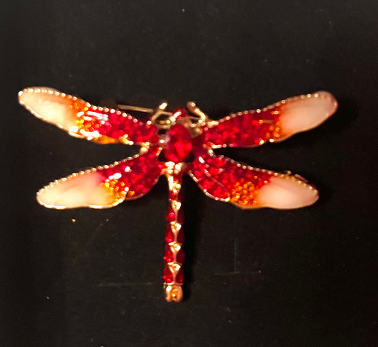 Dragonfly broach red