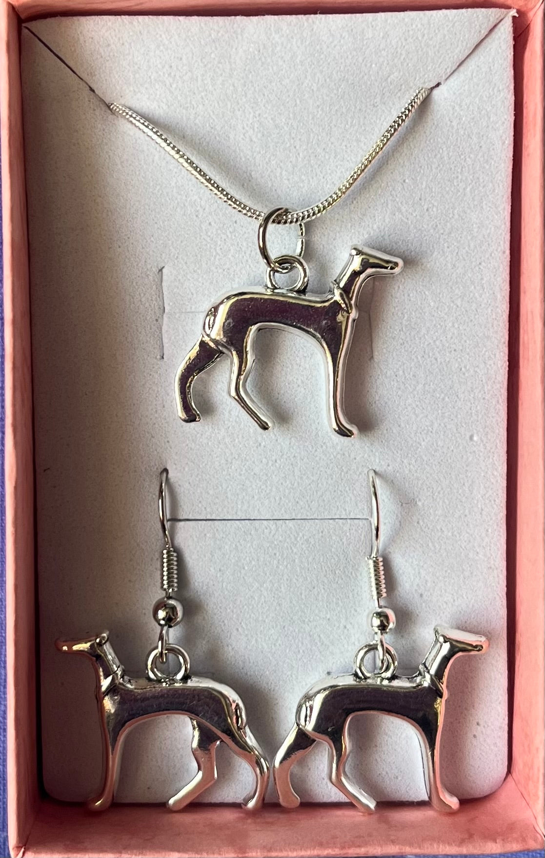 Dog Greyhound/ whippet 2pc jewellery giftset