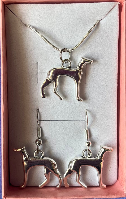 Dog Greyhound/ whippet 2pc jewellery giftset