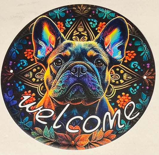 Dog - tinplate sign, French Bulldog