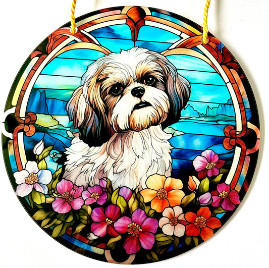 Dog suncatcher - Shih tzu (beige/white)