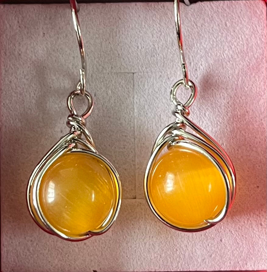 Earrings - droplet, amber style