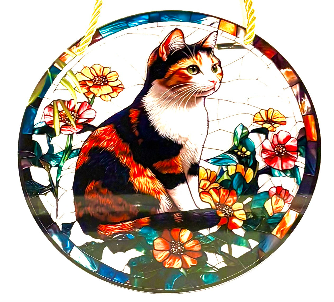 Cat -suncatcher orange/black/white