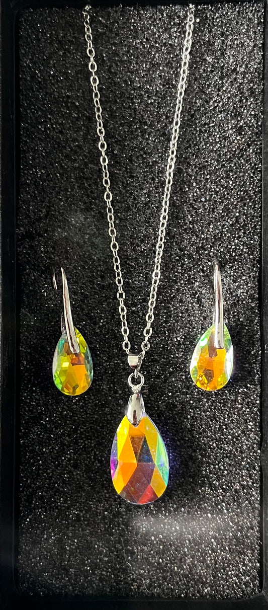 Jewellery 2pc gift set - amber coloured prism style