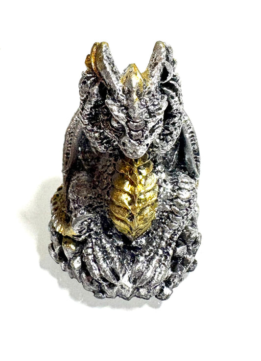 Set of 3 Dragons - Hear no evil/ see no evil/ speak no evil ( silver/ gold coloured)