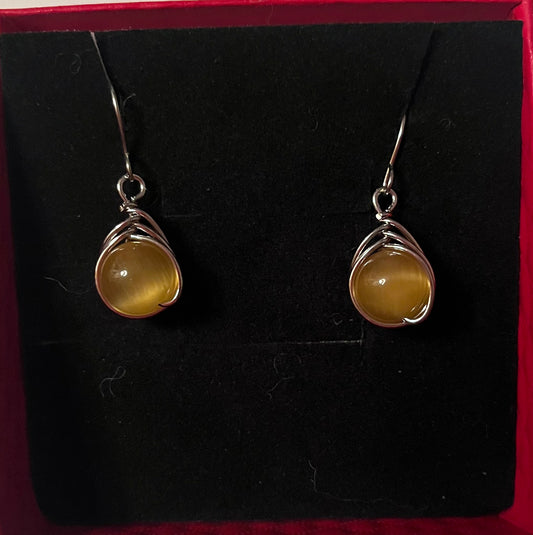 Earrings- amber coloured droplet earrings