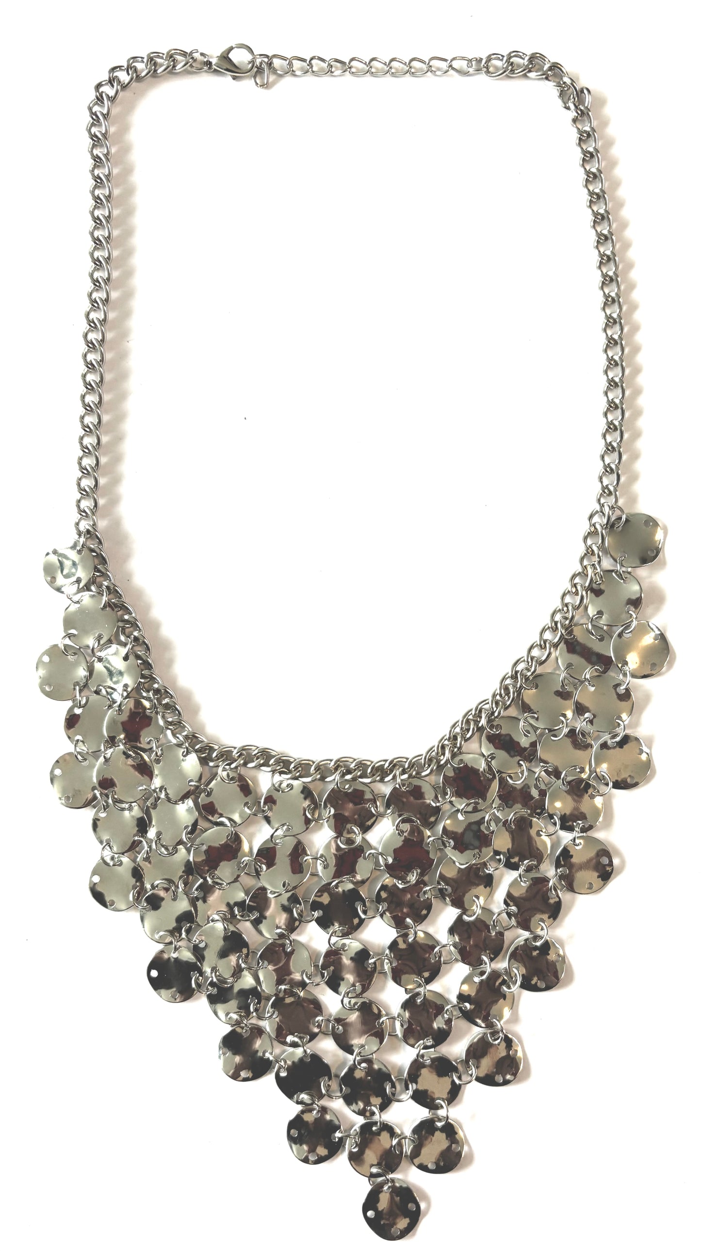Necklace - ornate white metal evening /prom dress necklace. Style 32