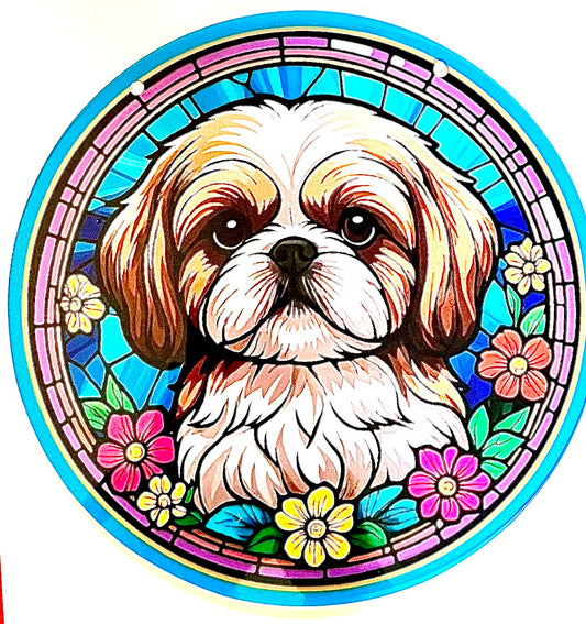 Dog suncatcher - Llasa Apso - (tan/white)