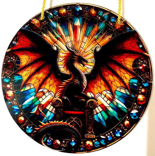 Dragon suncatcher- orange/ teal