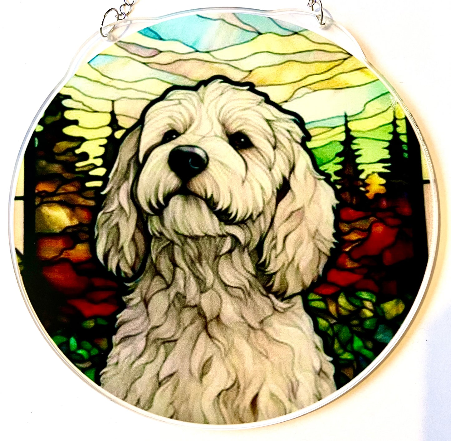 Dog suncatcher - Labradoodle (white)