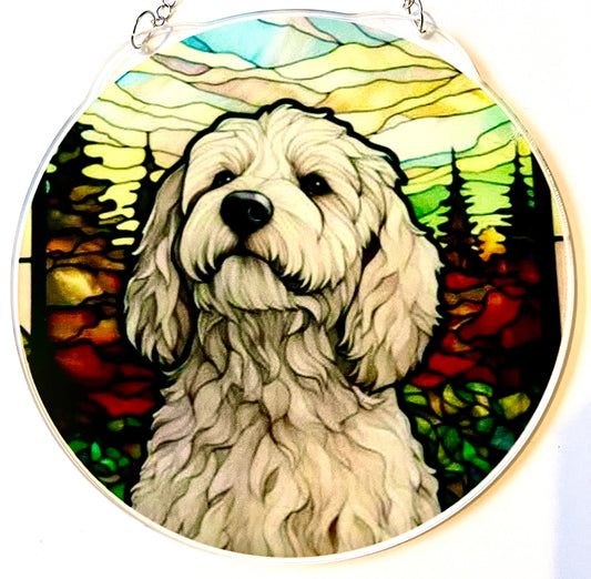 Dog suncatcher - Labradoodle (white)
