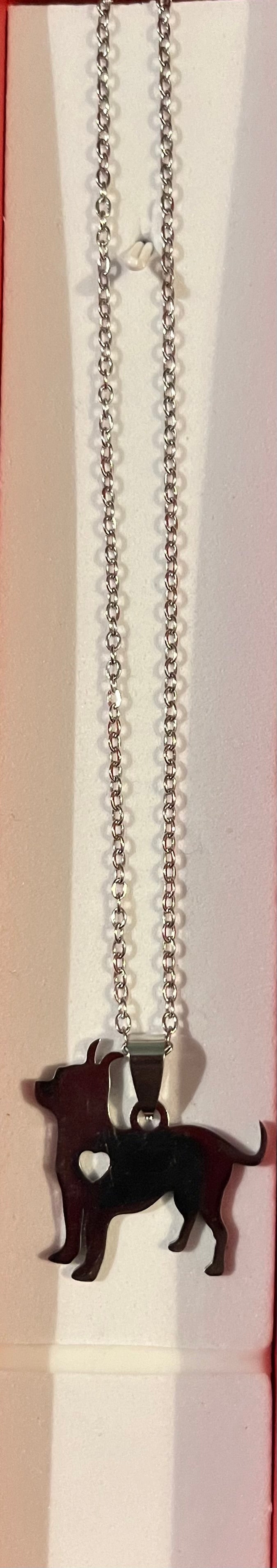 Necklace - Dog & heart silhouette