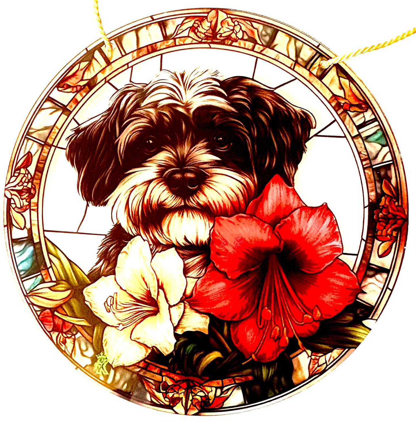 Dog Suncatcher  - llaso Apso grey/ white