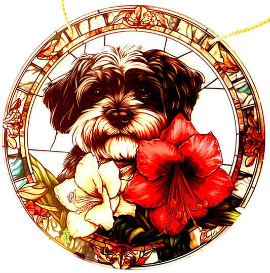 Dog Suncatcher  - llaso Apso grey/ white