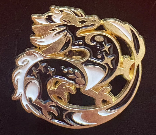 Dragon - pin badge ( black Chinese dragon)