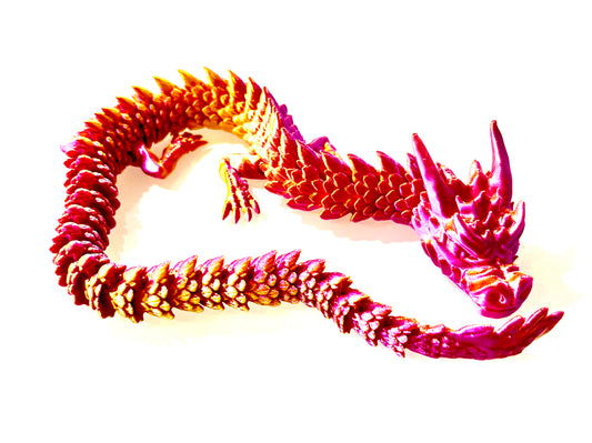 3D Printed Dragon - pink/ gold coloured