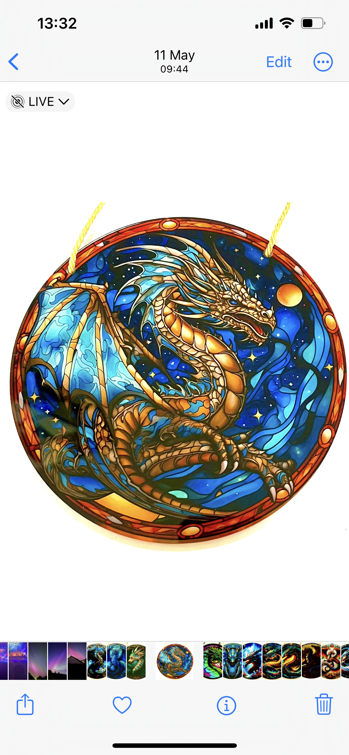 Dragon Suncatcher - golden brown