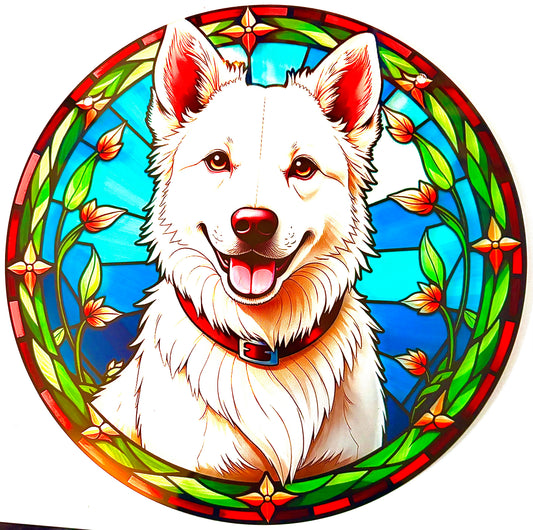 Dog Suncatcher - Husky ( white)  or ( Albino Alsatian)
