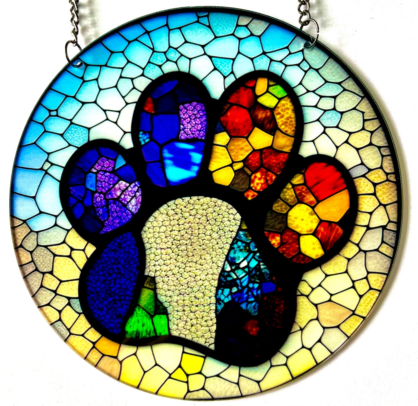 Dog suncatcher - Paw rainbow bridge coloured