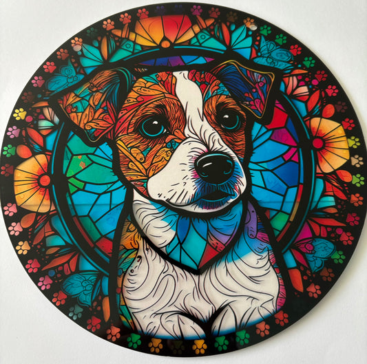 Dog Suncatcher - Jack Russell tan/white