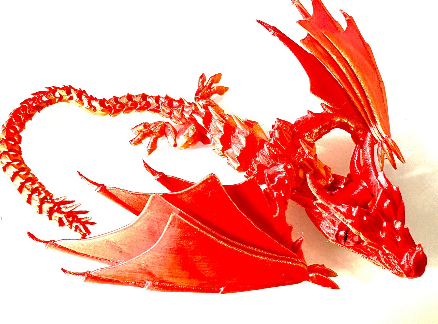 3D printed Flying Bull  Dragon - orange/ red
