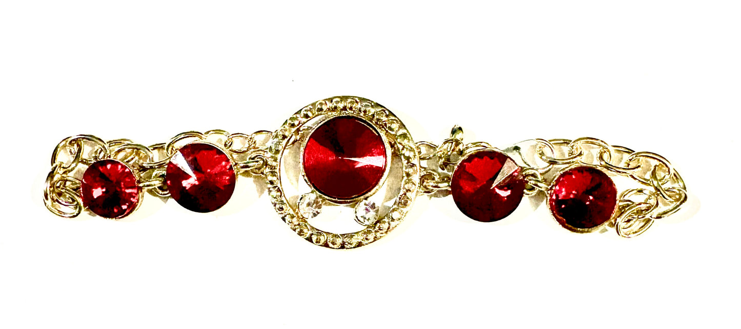 Bracelet - white metal /red. Style 54