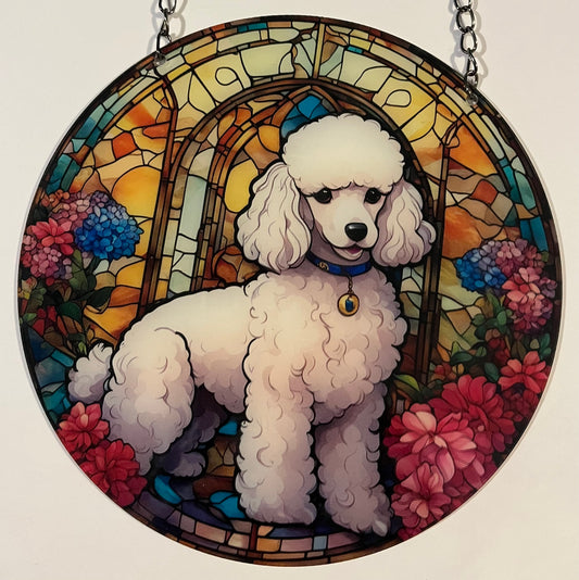 Dog Suncatcher - Poodle ( white)