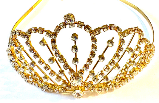 Tiara - gold coloured with imitation diamonte style rhinestones. Style 43