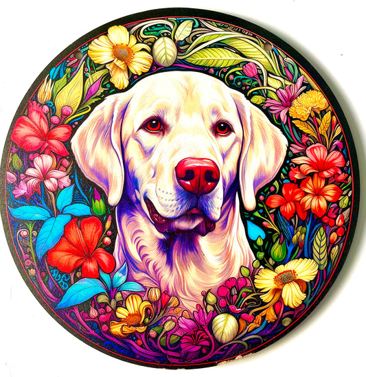 Dog wooden plaque - Golden Labrador
