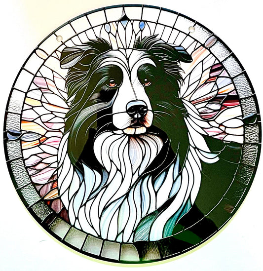 Dog suncatcher- Collie (black/ white)