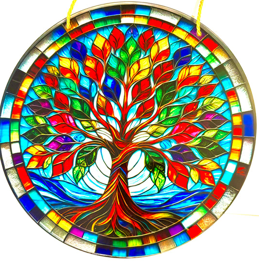 Tree of life Suncatcher - rainbow multicoloured style 2