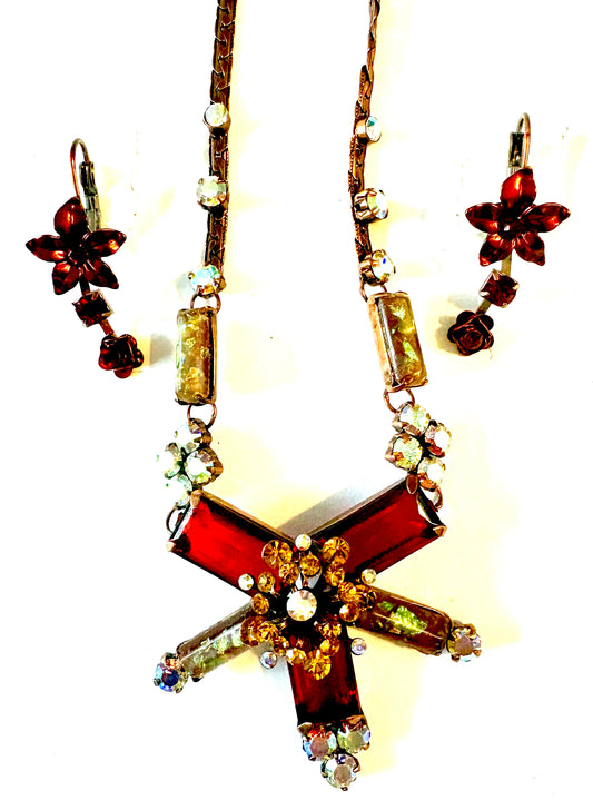 2pc jewellery set  - copper coloured chain costume jewellery. Necklace &  earings style 29