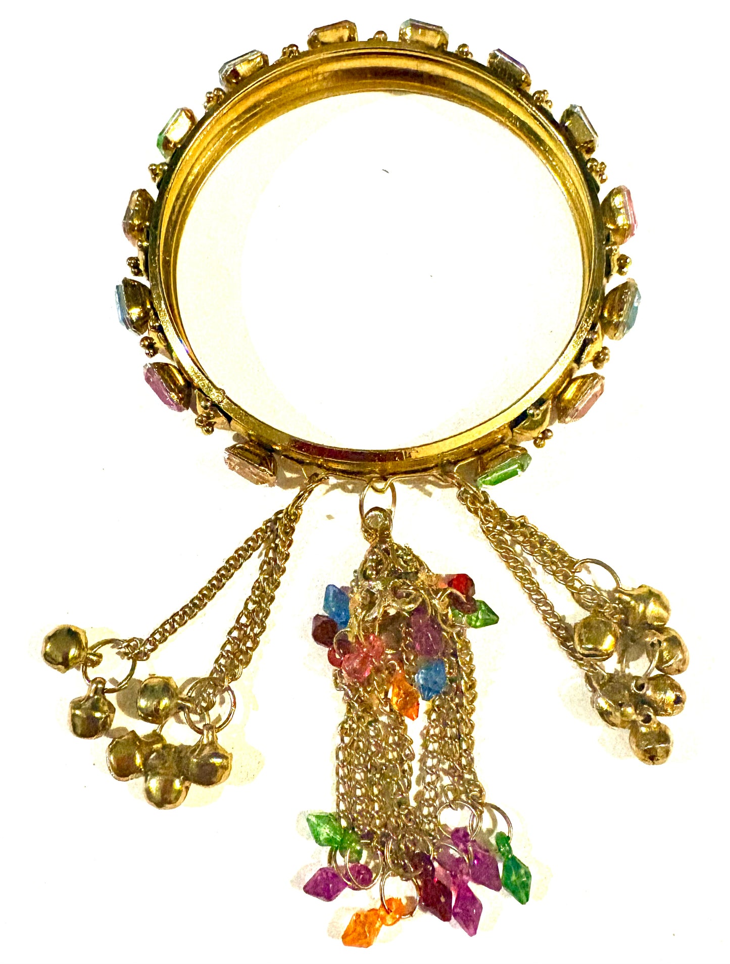 Bracelet - gold coloured bangle, multicoloured  charms style 11