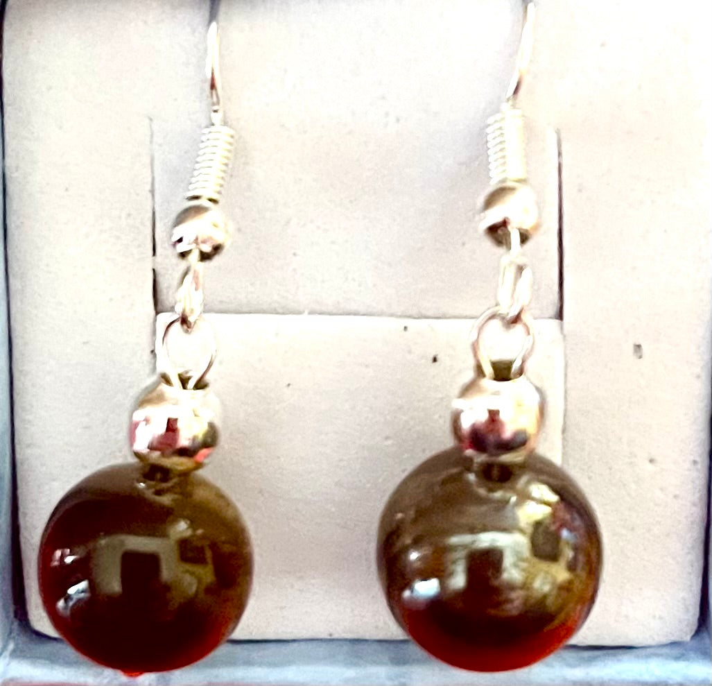 Earrings -  Tigers eye droplet style