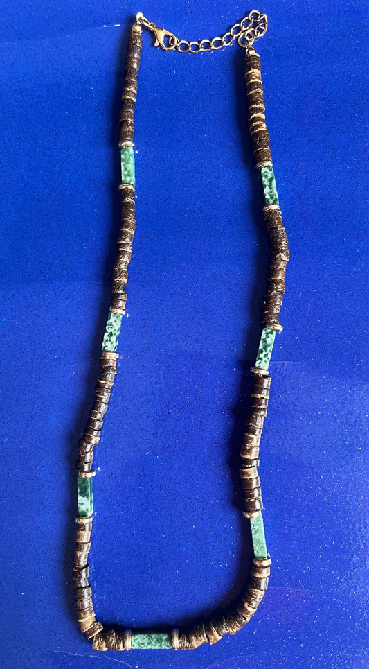 Mens/ woman’s wooden & crystal jewellery necklace