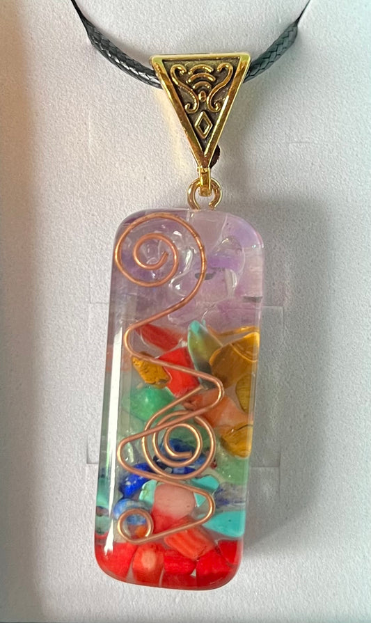 Necklace - Resin with copper/ crystal chips