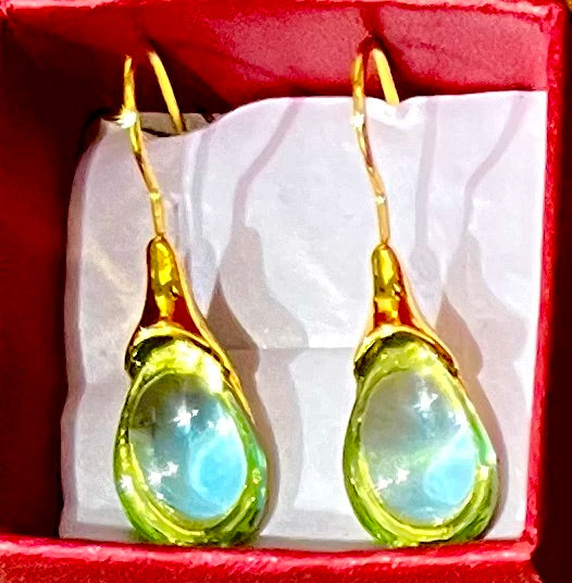Earrings- Green droplet style