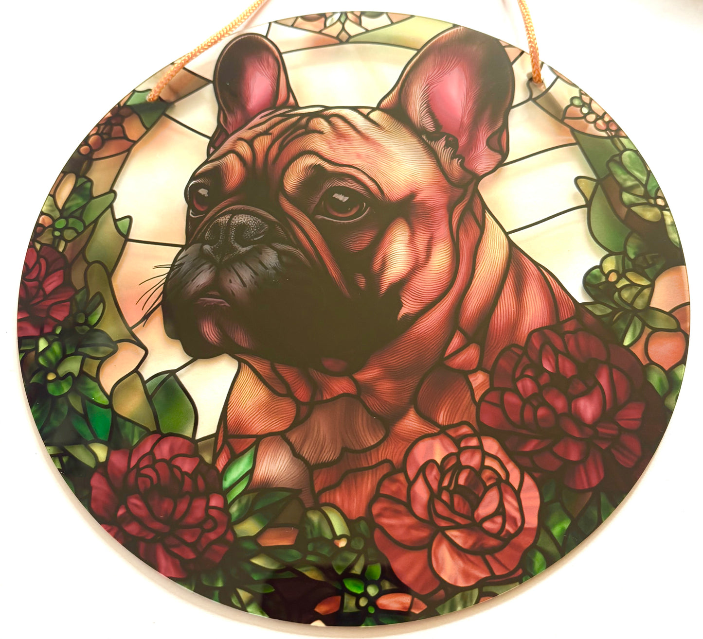Dog - suncatcher. Beige French bulldog