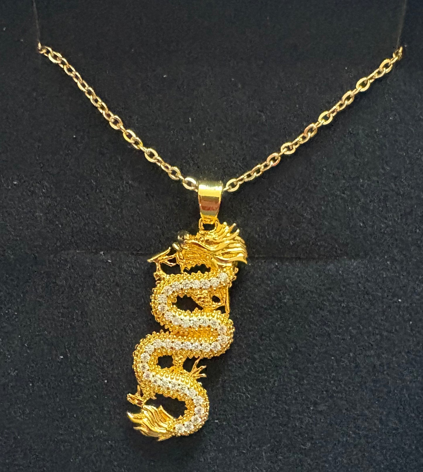 Dragon - Chinese dragon necklace. Gold coloured