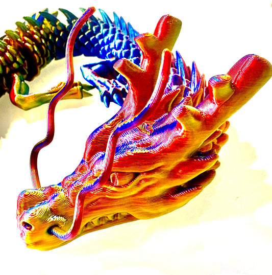 3D printed large Dragon - metallic rainbow coloured