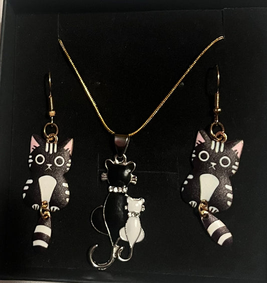 Cat 2pc jewellery gift set