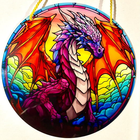 Dragon suncatcher - purple/ orange