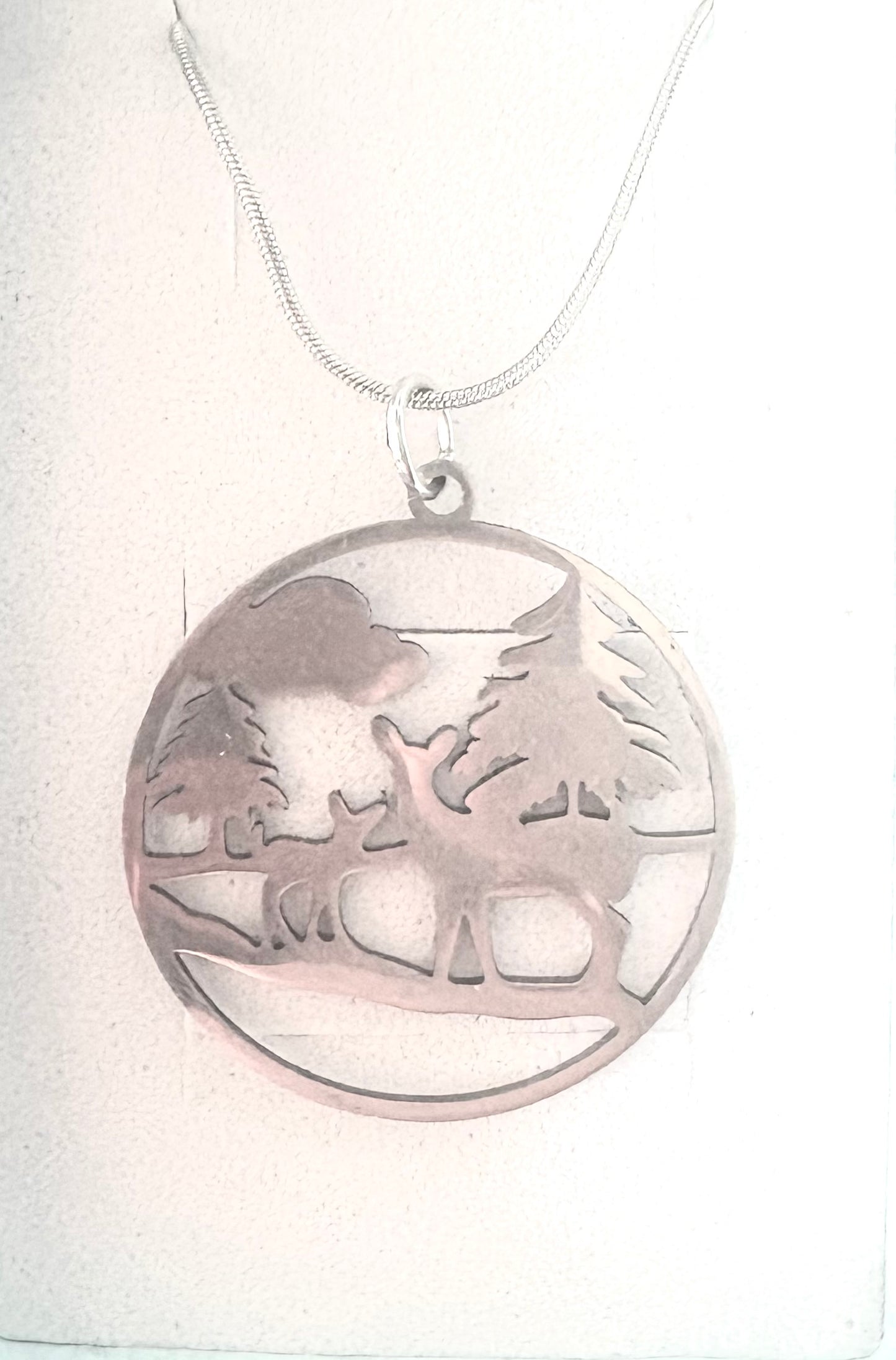 Deer (Mother & Bambi) in Forest- necklace