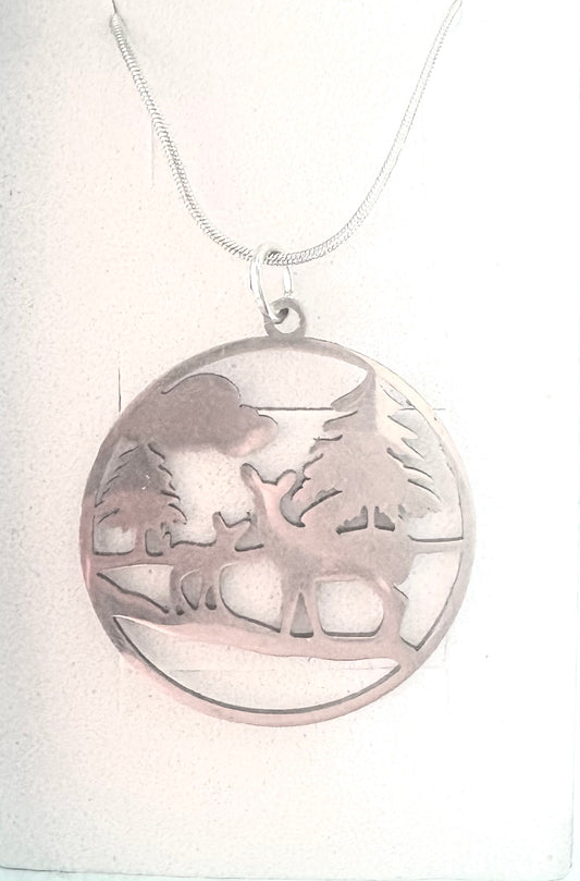 Deer (Mother & Bambi) in Forest- necklace