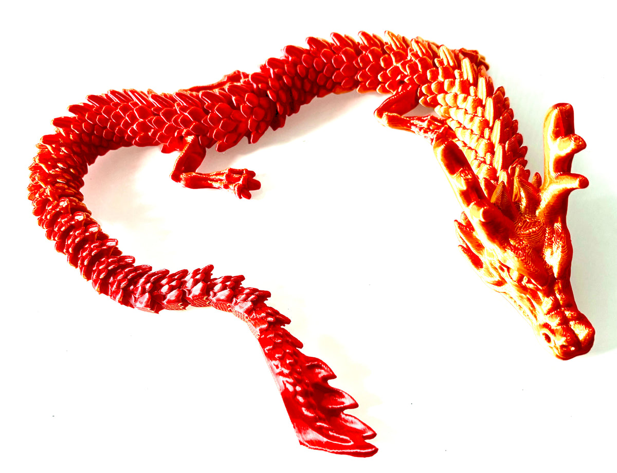 3D printed Dragon - large  orange coloured.
