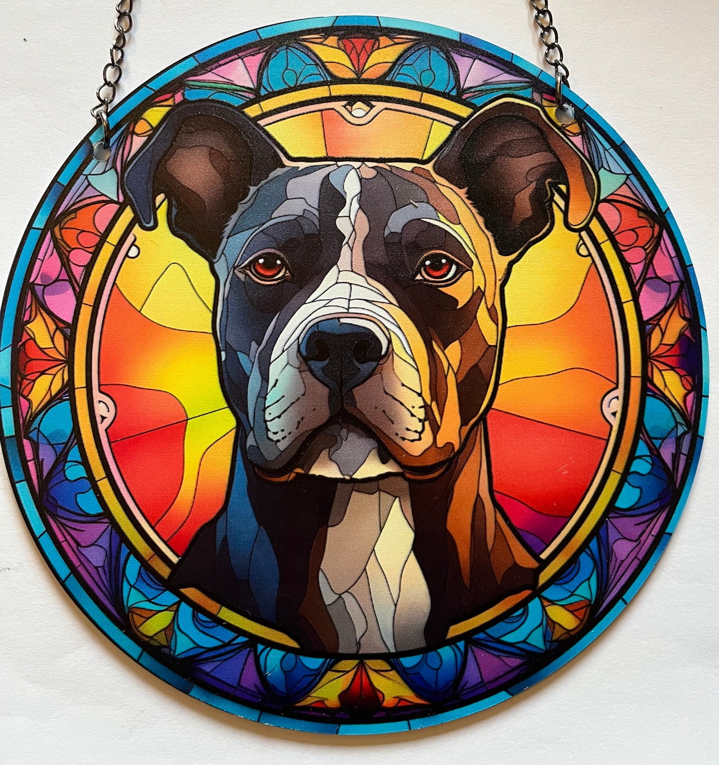 Dog Suncatcher - Staffordshire Bull Terrier ( brown/white)
