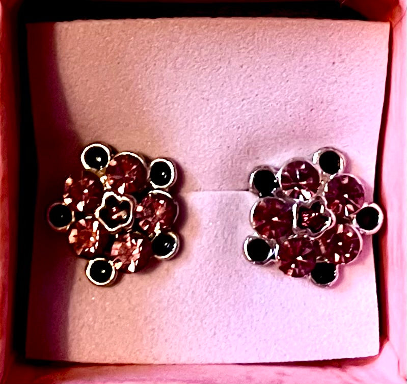 Earrings- preowned decorative red/ black metal studs
